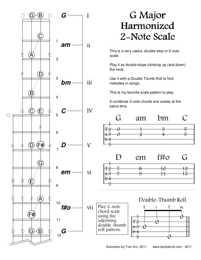 G Harmonized Scale - 2 Note Scale - Banjo